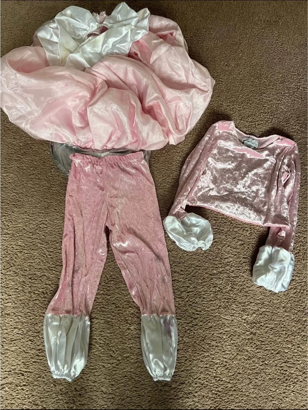 Wish Pink Velvet Two-Piece Princess Dance Costume with White Satin Trim